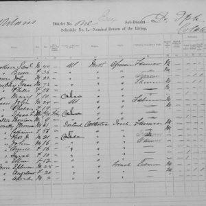 1871 Census for John and Phoebe Chavis cover