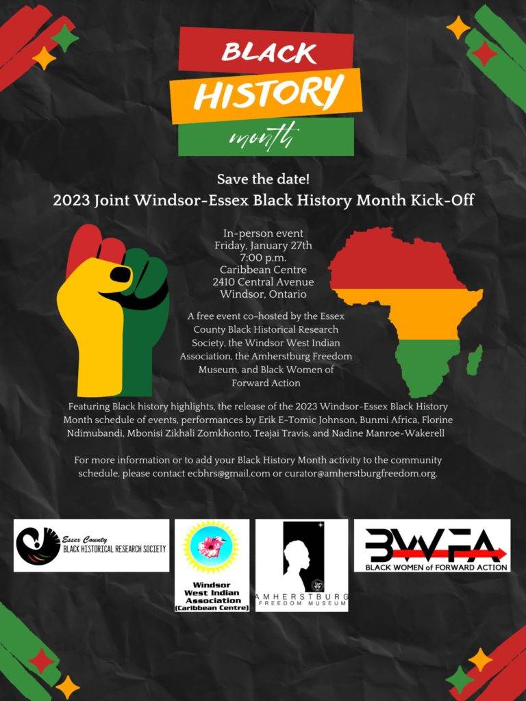 Windsor-Essex County Joint Black History Month Kick-Off Poster January 27th, 7pm